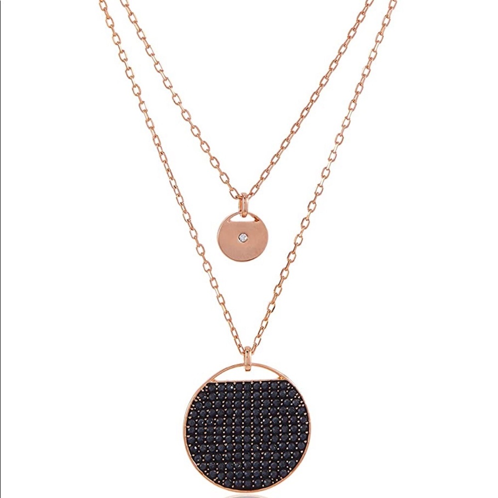 Swarovski Ginger Layered Pendant Gray Rose Gold